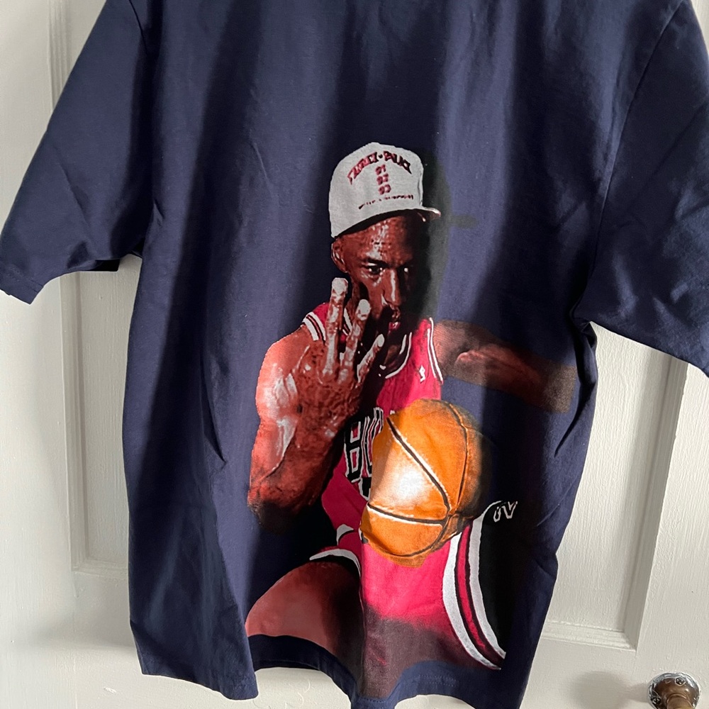 Michael Jordan 3x champion 3peat Navy Graphic T-Shirt Sz M